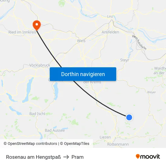 Rosenau am Hengstpaß to Pram map