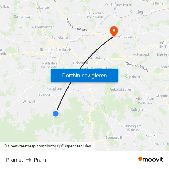 Pramet to Pram map