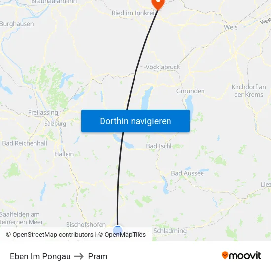 Eben Im Pongau to Pram map