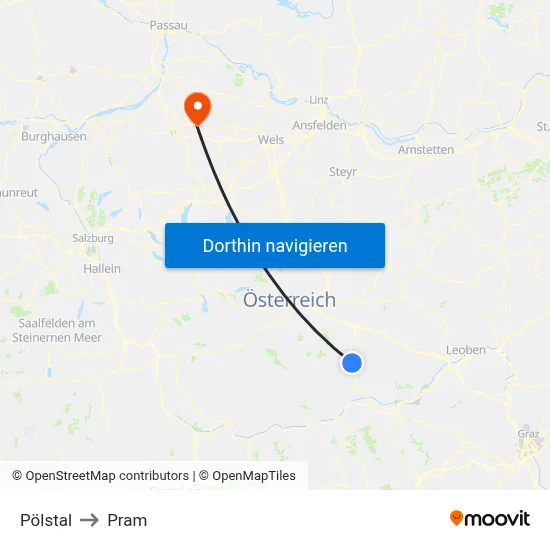 Pölstal to Pram map
