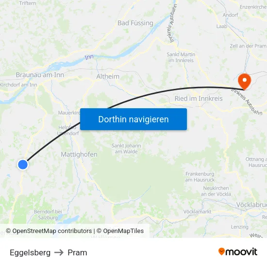 Eggelsberg to Pram map