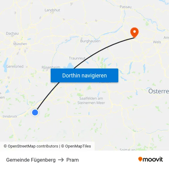 Gemeinde Fügenberg to Pram map