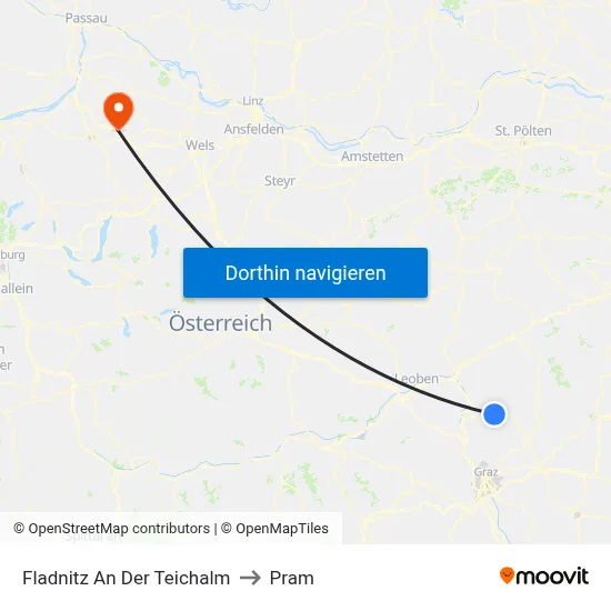 Fladnitz An Der Teichalm to Pram map