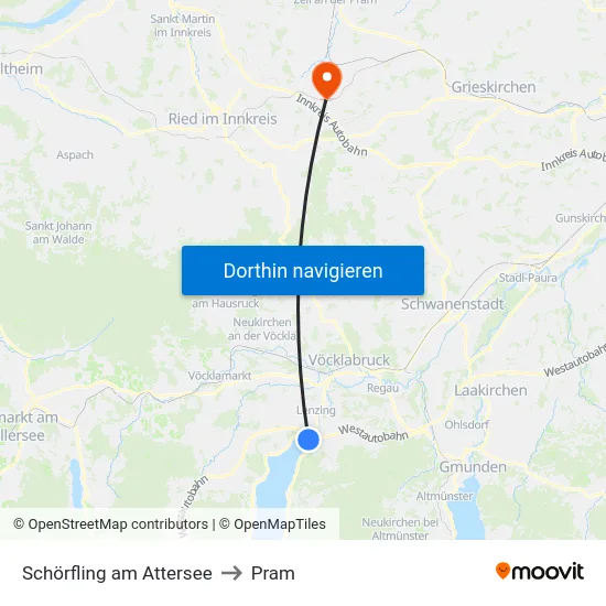 Schörfling am Attersee to Pram map