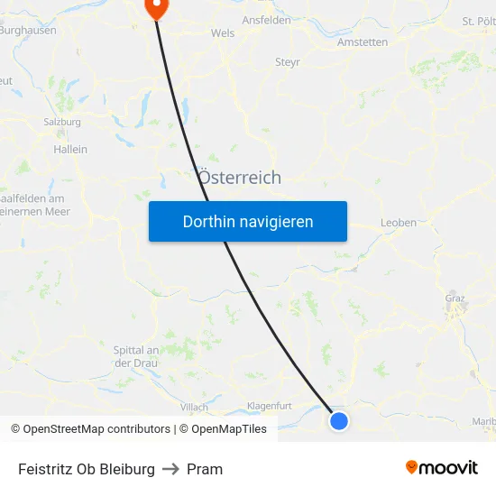 Feistritz Ob Bleiburg to Pram map