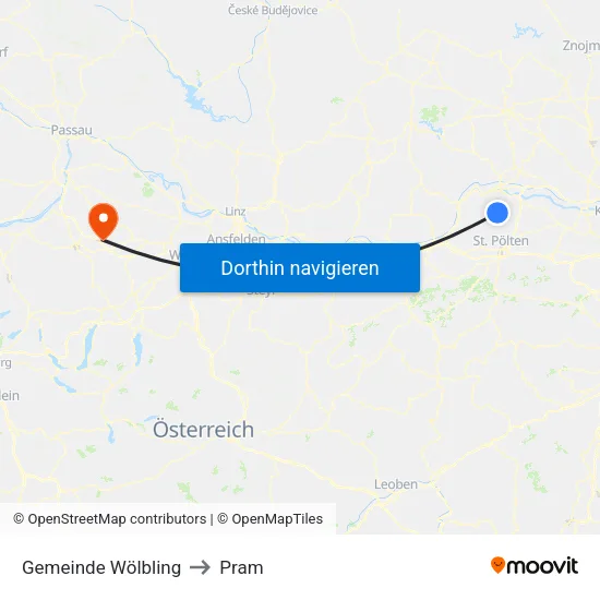Gemeinde Wölbling to Pram map