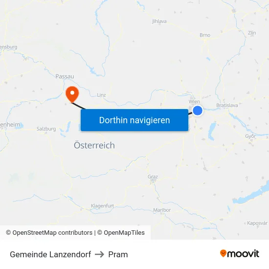 Gemeinde Lanzendorf to Pram map