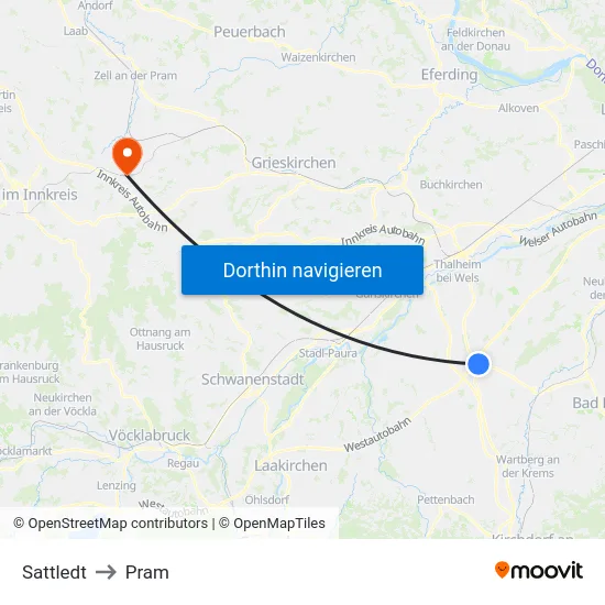 Sattledt to Pram map