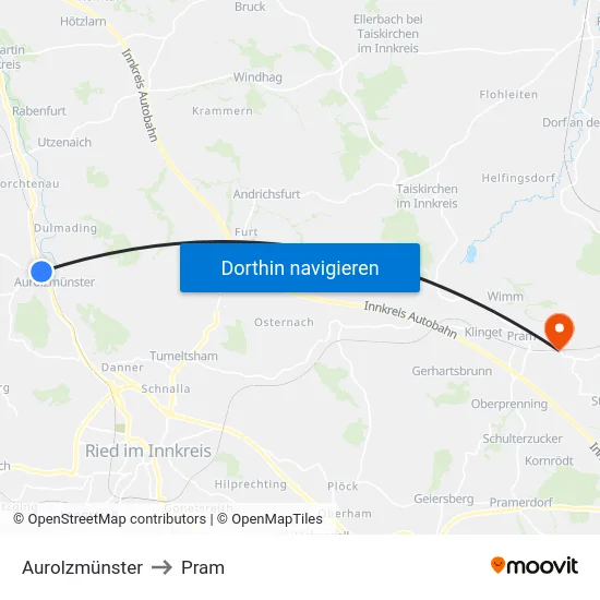 Aurolzmünster to Pram map