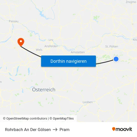 Rohrbach An Der Gölsen to Pram map