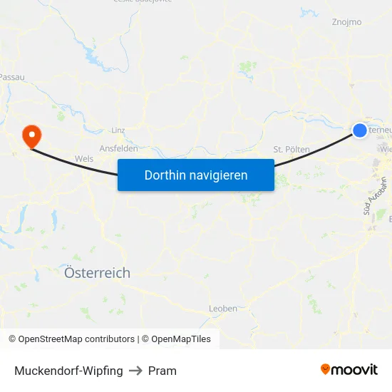 Muckendorf-Wipfing to Pram map