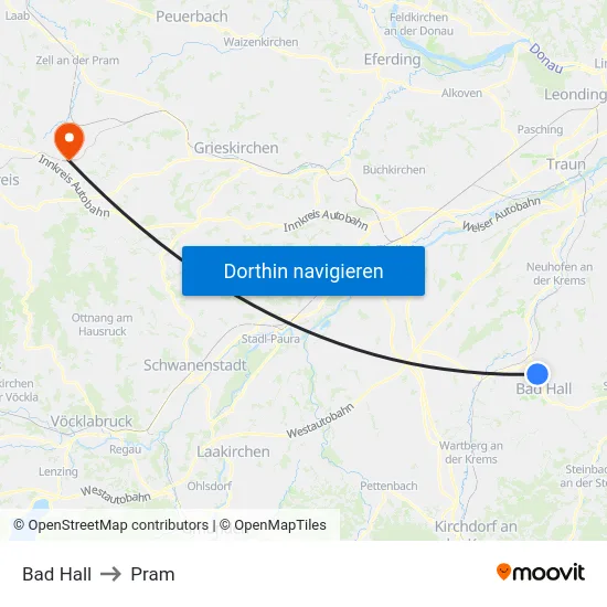 Bad Hall to Pram map