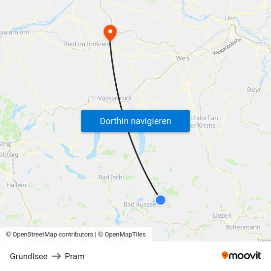 Grundlsee to Pram map