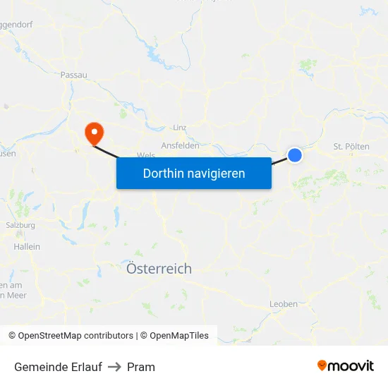 Gemeinde Erlauf to Pram map