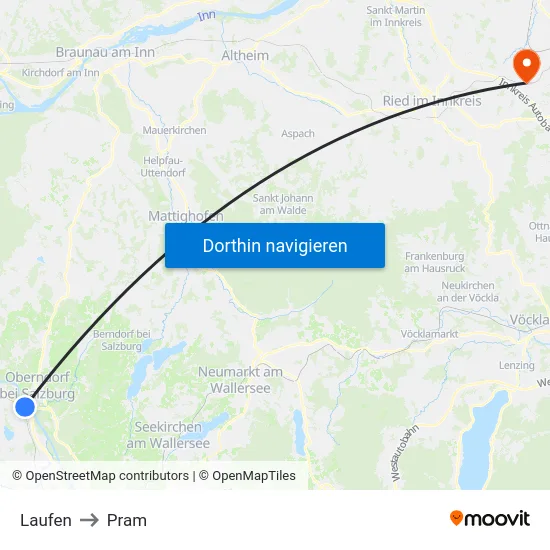 Laufen to Pram map