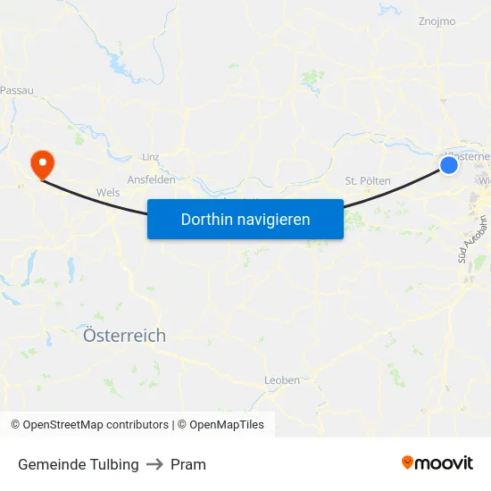Gemeinde Tulbing to Pram map