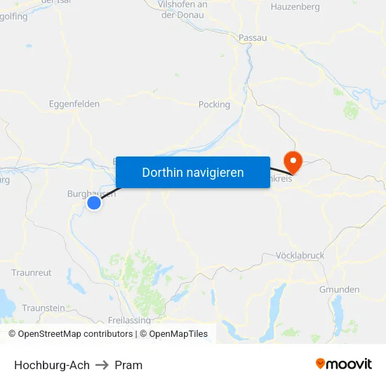 Hochburg-Ach to Pram map