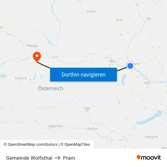 Gemeinde Wolfsthal to Pram map