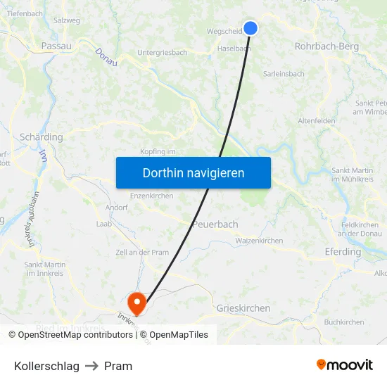 Kollerschlag to Pram map