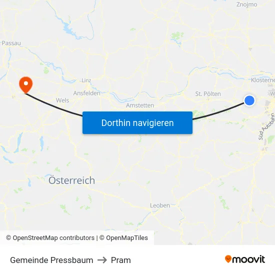 Gemeinde Pressbaum to Pram map