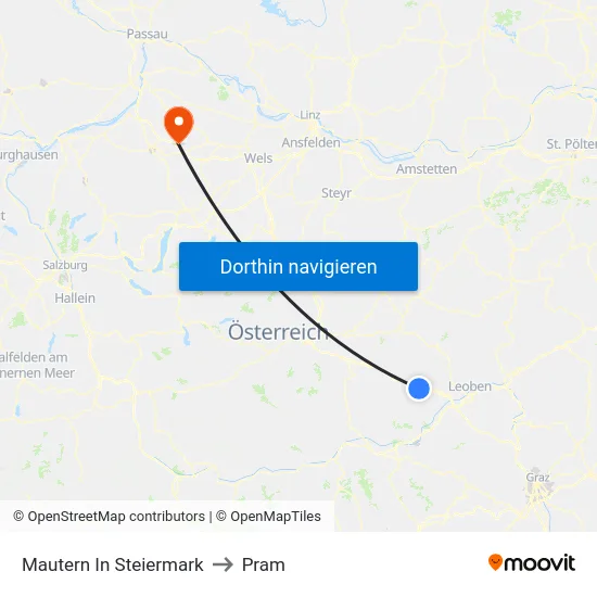 Mautern In Steiermark to Pram map