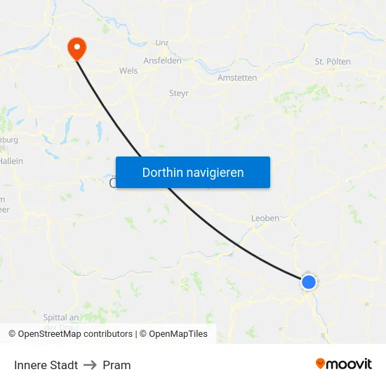 Innere Stadt to Pram map