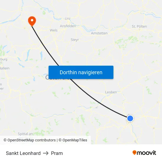Sankt Leonhard to Pram map
