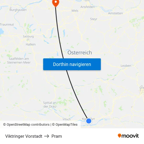 Viktringer Vorstadt to Pram map