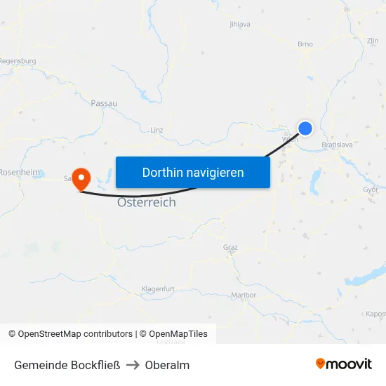 Gemeinde Bockfließ to Oberalm map