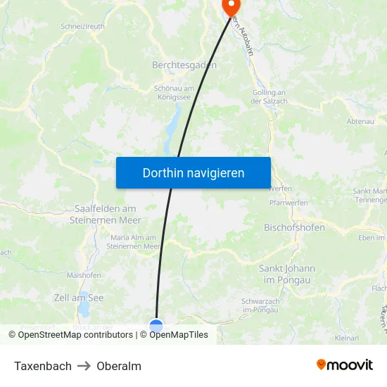 Taxenbach to Oberalm map