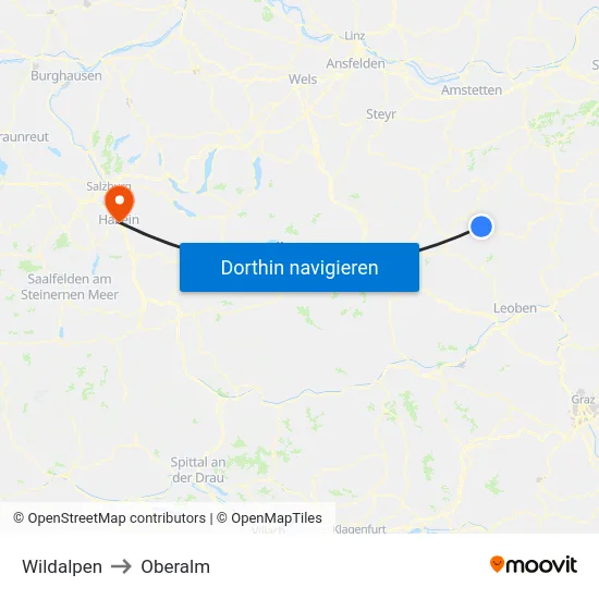 Wildalpen to Oberalm map