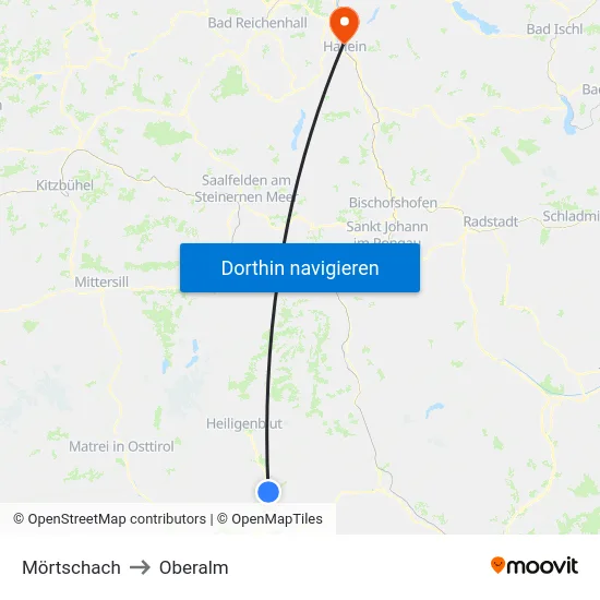 Mörtschach to Oberalm map