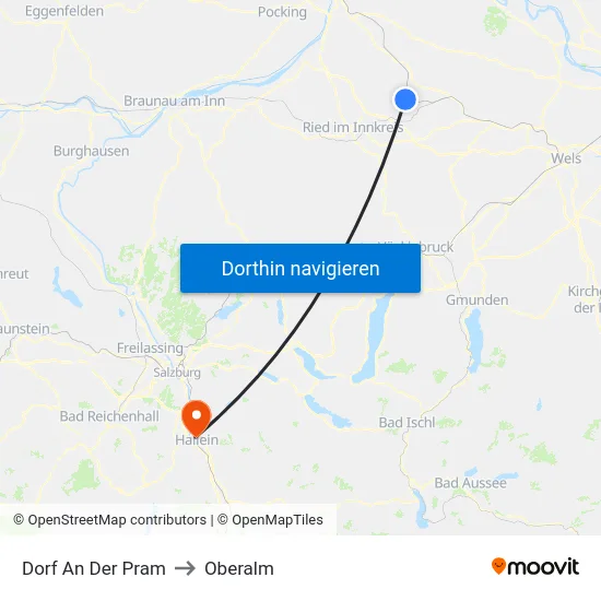 Dorf An Der Pram to Oberalm map