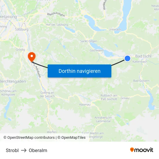 Strobl to Oberalm map