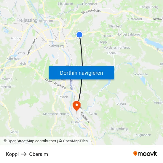 Koppl to Oberalm map