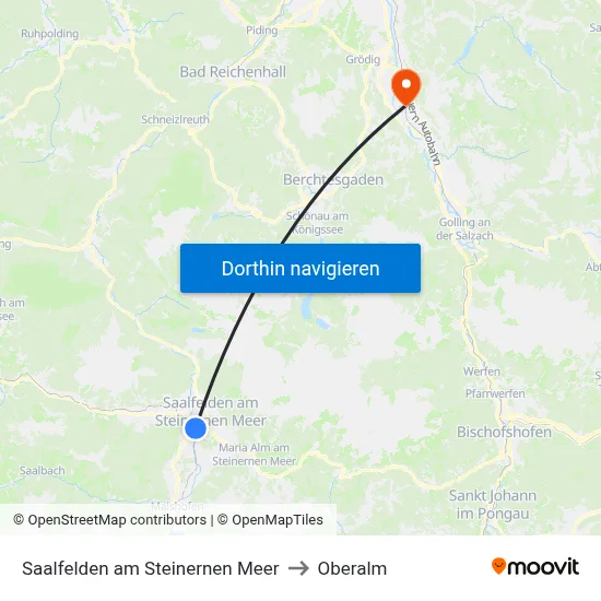 Saalfelden am Steinernen Meer to Oberalm map
