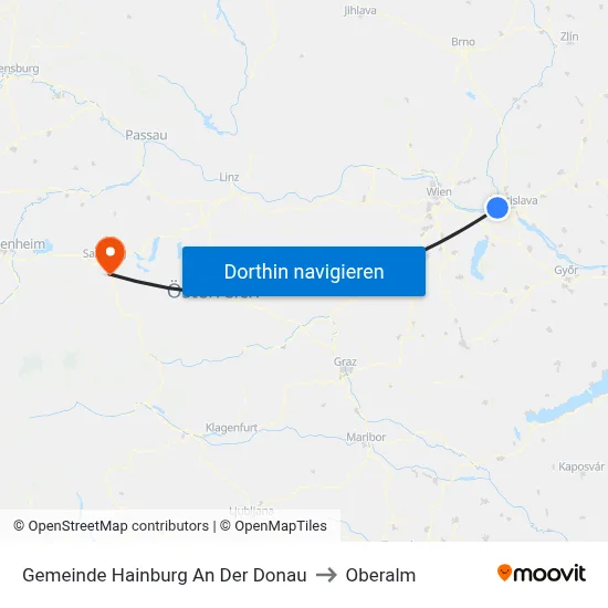 Gemeinde Hainburg An Der Donau to Oberalm map