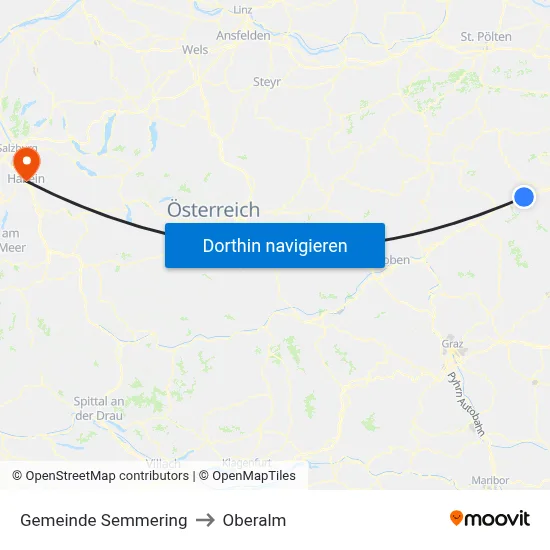 Gemeinde Semmering to Oberalm map