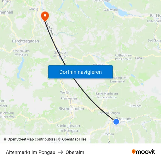 Altenmarkt Im Pongau to Oberalm map