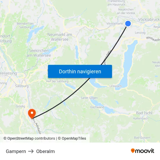 Gampern to Oberalm map