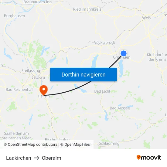 Laakirchen to Oberalm map