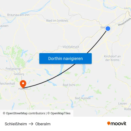 Schleißheim to Oberalm map