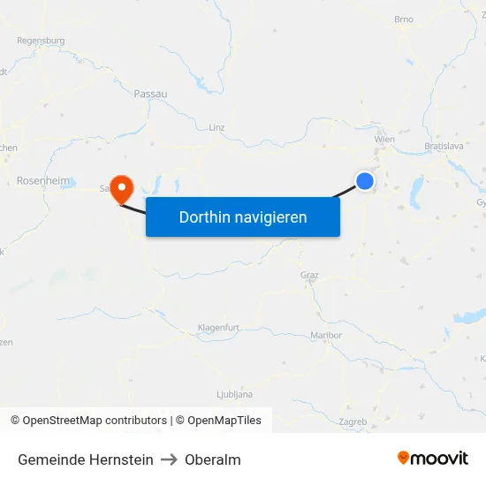 Gemeinde Hernstein to Oberalm map