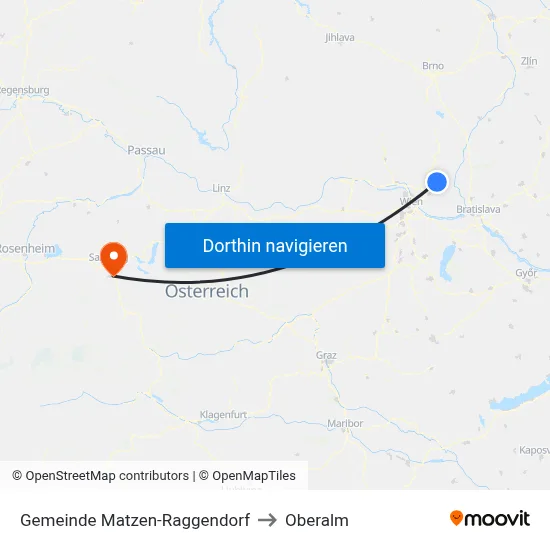 Gemeinde Matzen-Raggendorf to Oberalm map