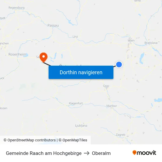 Gemeinde Raach am Hochgebirge to Oberalm map