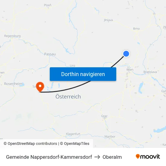 Gemeinde Nappersdorf-Kammersdorf to Oberalm map
