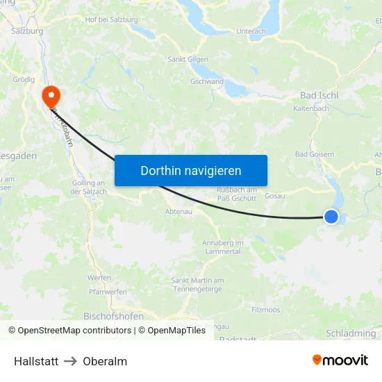 Hallstatt to Oberalm map