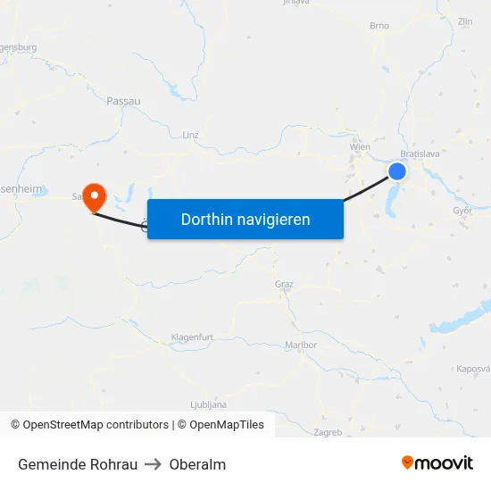 Gemeinde Rohrau to Oberalm map