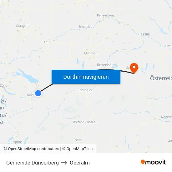 Gemeinde Dünserberg to Oberalm map