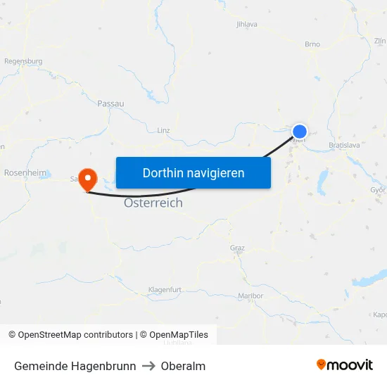 Gemeinde Hagenbrunn to Oberalm map